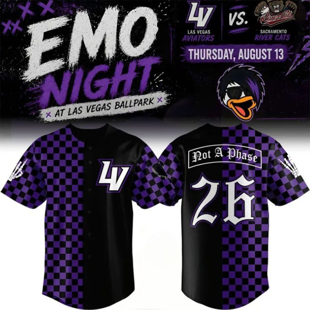 Las Vegas Aviators 2026 Emo Night Special Baseball Jersey LV Aviators Merch Baseball Fan Gifts - Kdjoy