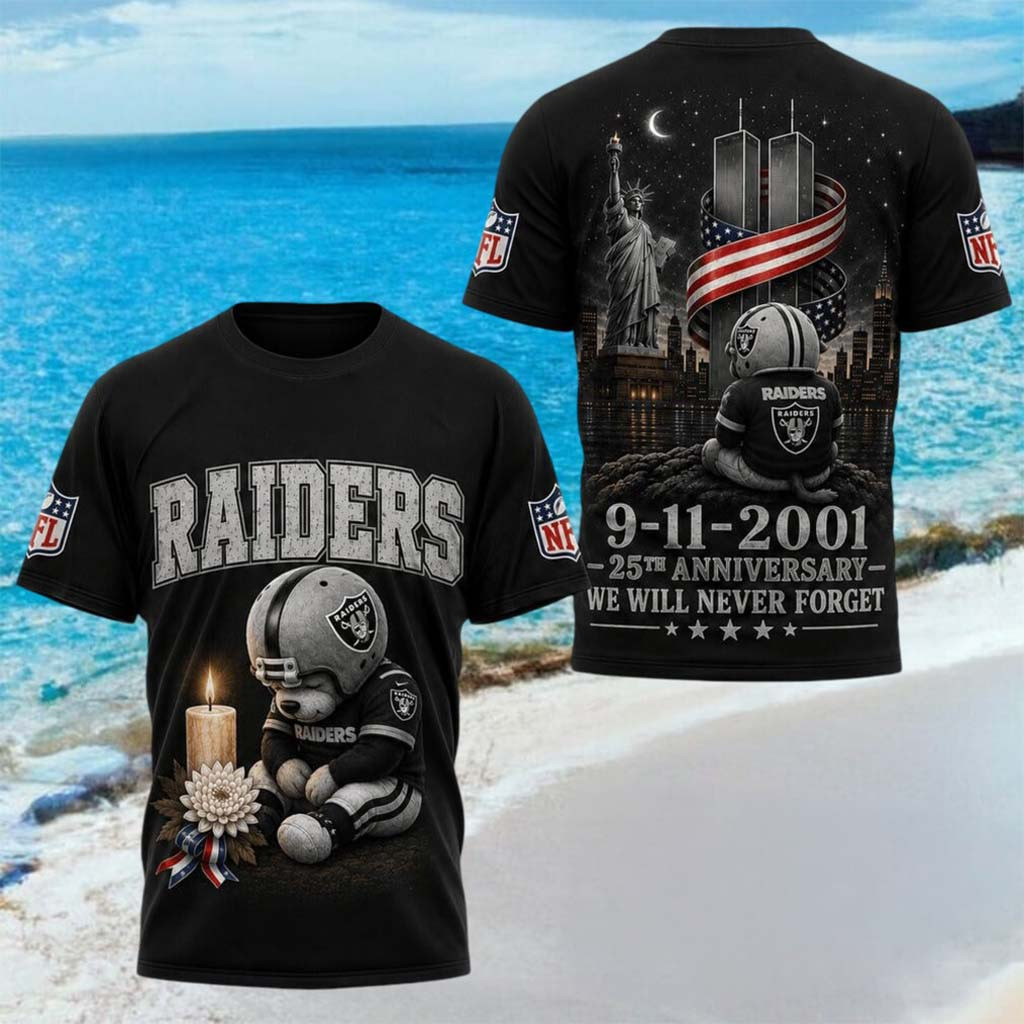 Las Vegas Raiders 25th Anniversary 9 11 2001 We Will Never Forget Shirt Raiders Merch Son Gifts - Kdjoy Las Vegas Raiders 25th Anniversary 9 11 2001 We Will Never Forget Shirt Raiders Merch Son Gifts - Kdjoy