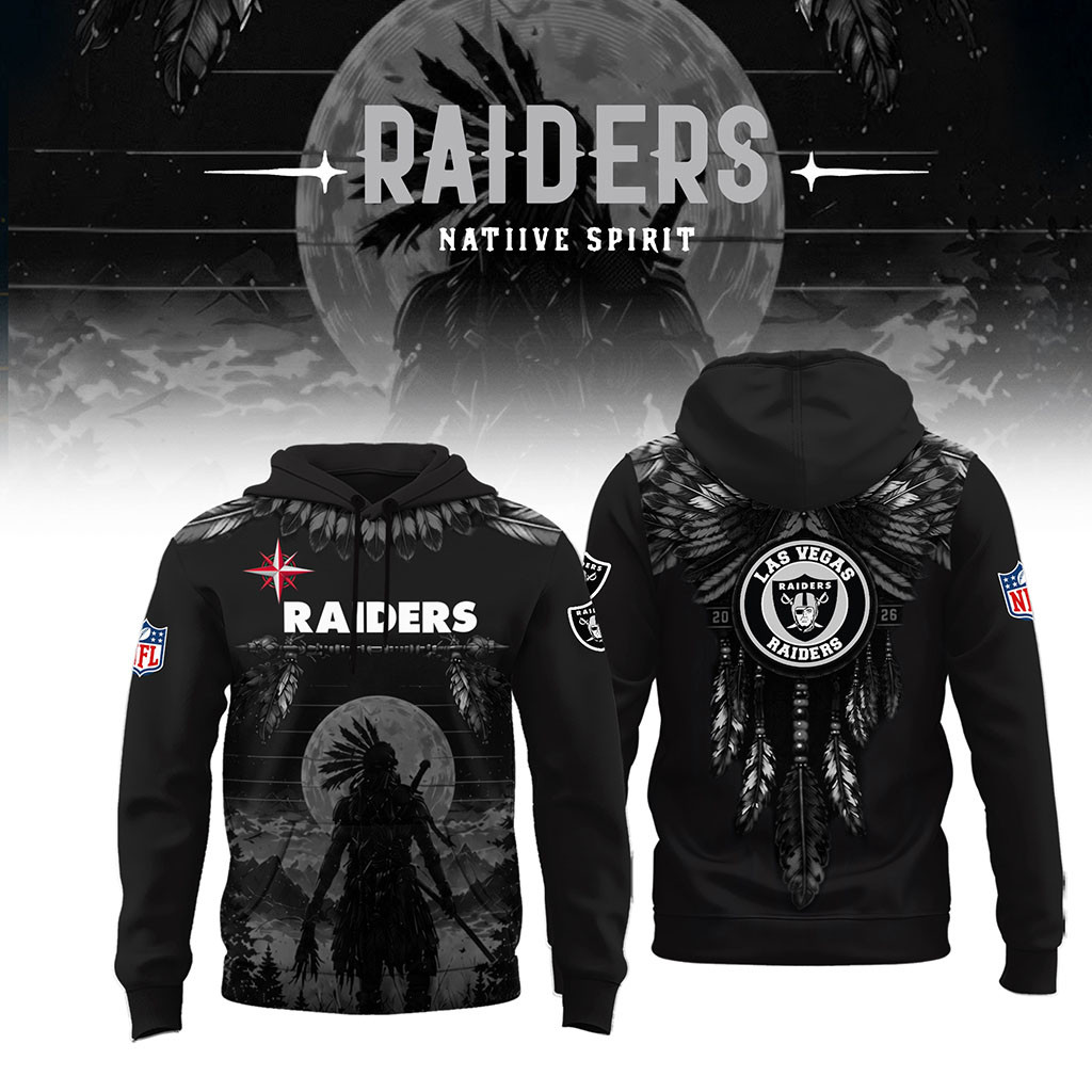 Las Vegas Raiders Native Spirit Heritage Hoodie 2026 LV Raiders Merch Gift For Football Fans - Kdjoy Las Vegas Raiders Native Spirit Heritage Hoodie 2026 LV Raiders Merch Gift For Football Fans - Kdjoy