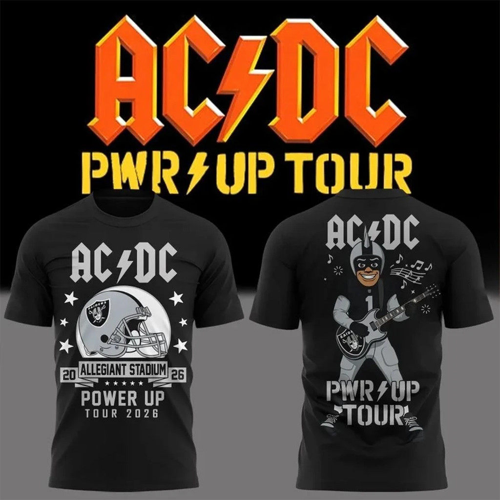 Las Vegas Raiders x ACDC Merch PWR Up Tour 2026 T-Shirt Gifts For Football Fan - Kdjoy Las Vegas Raiders x ACDC Merch PWR Up Tour 2026 T-Shirt Gifts For Football Fan - Kdjoy