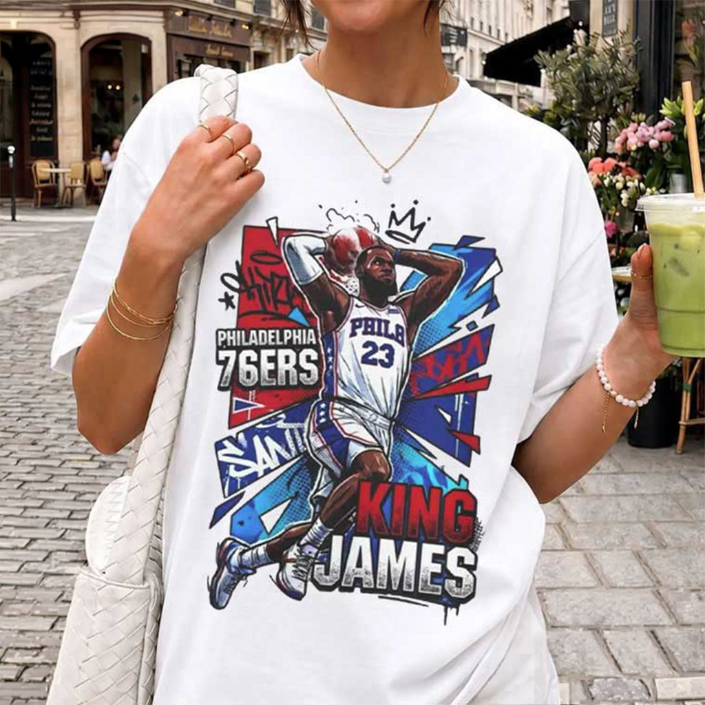LeBron James #23 Philadelphia 76ers T-Shirt LeBron James Merch Basketball Fans Gifts - Kdjoy LeBron James #23 Philadelphia 76ers T-Shirt LeBron James Merch Basketball Fans Gifts - Kdjoy