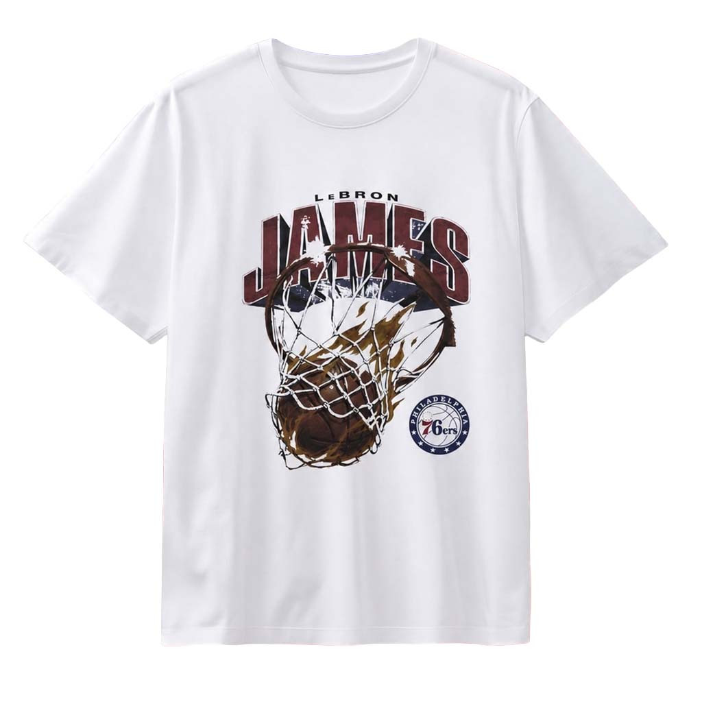 LeBron James Philadelphia 76ers Distressed T-Shirt LeBron James Merch Basketball Fan Apparel - Kdjoy