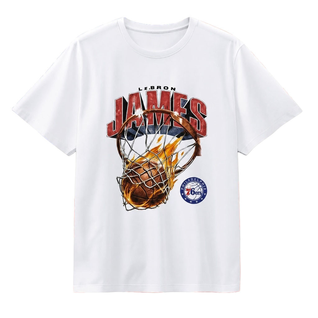 LeBron James Philadelphia 76ers On Fire Net T-Shirt LeBron James Merch Gifts For Basketball Fan - Kdjoy LeBron James Philadelphia 76ers On Fire Net T-Shirt LeBron James Merch Gifts For Basketball Fan - Kdjoy