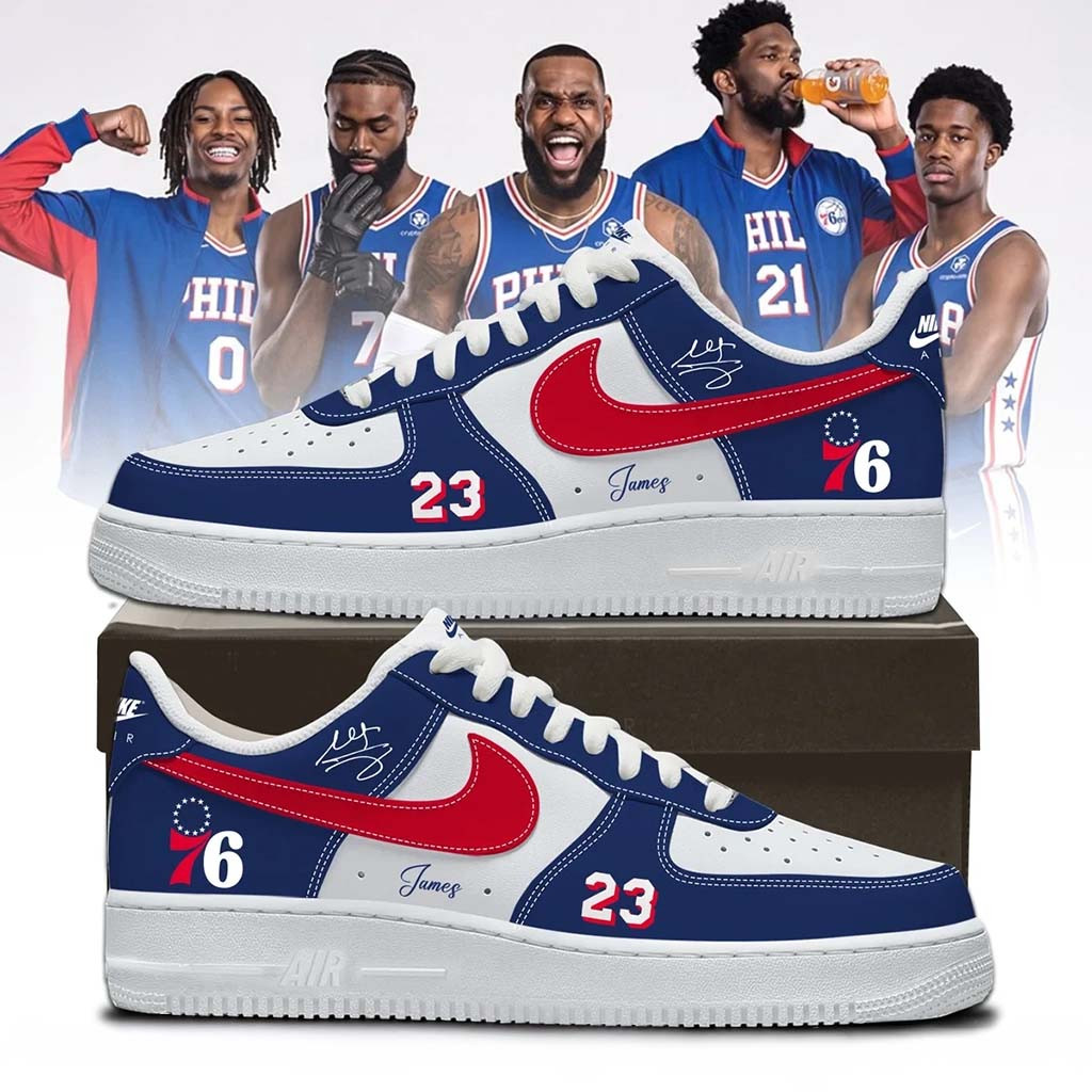 Lebron James Philadelphia 76Ers Signature Sneakers Lebron James Merch Gift For Basketball Fan - Kdjoy