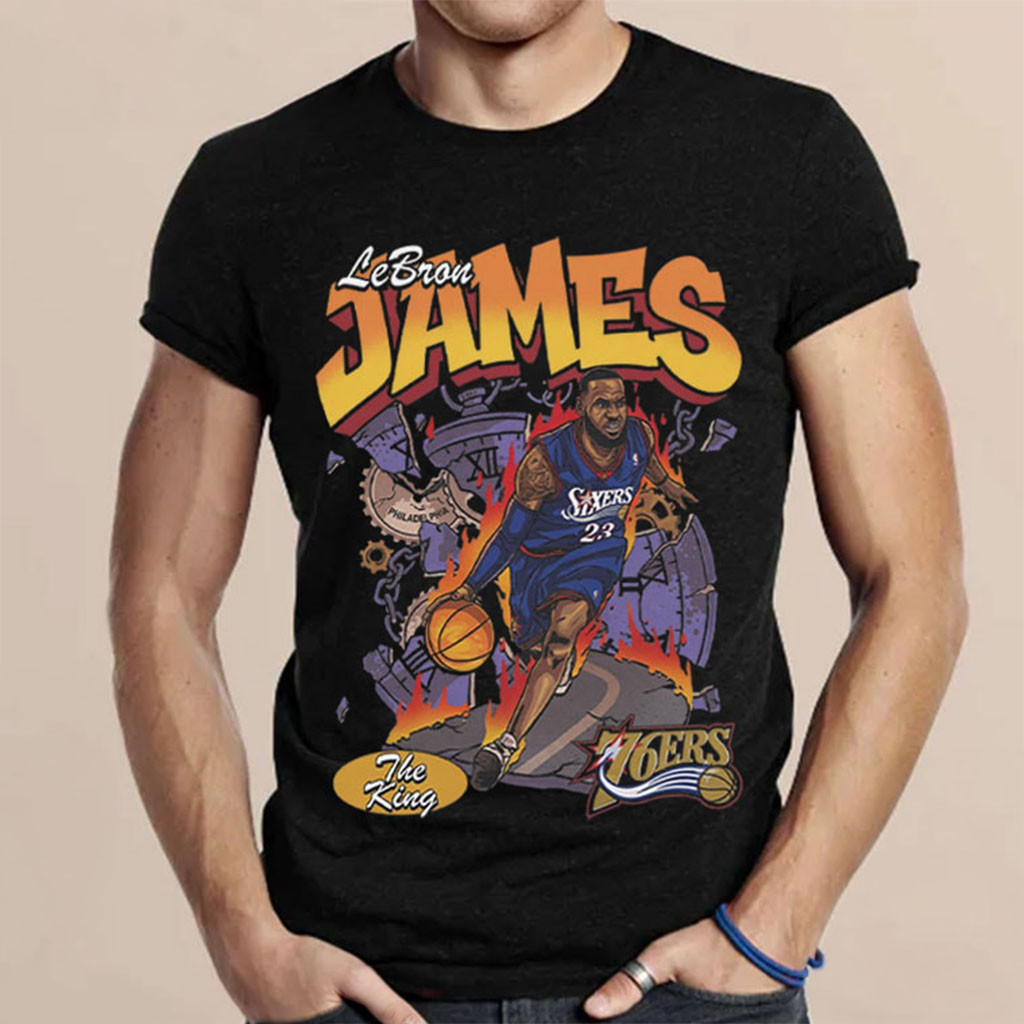 LeBron James The King Philadelphia 76ers Comic T-Shirt #23 LeBron James Merch Gift For Fans - Kdjoy