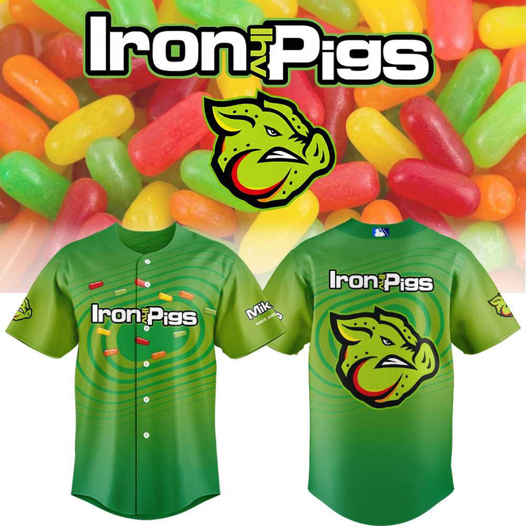 Lehigh Valley IronPigs x Mike and Ike Candy Graphic Baseball Jersey IronPigs Merch Fan Gifts - Kdjoy