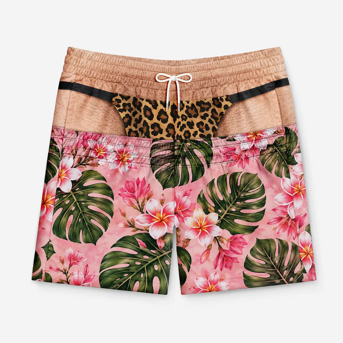 Leopard Thong Pink Floral Board Shorts Summer Clothing Funny Gifts For Brother - Kdjoy