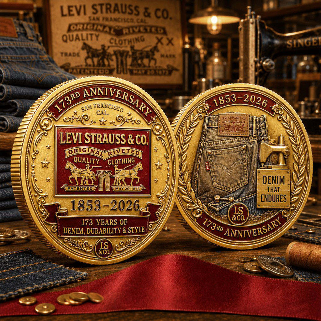 Levi Strauss 173rd Anniversary Crest Commemorative Coin Denim That Endures Coin Best Gifts - Kdjoy
