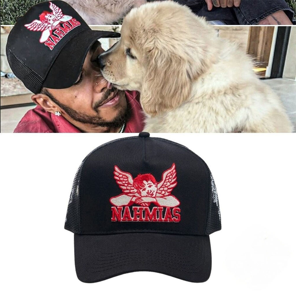 Lewis Hamilton Nahmias Angel Trucker Hat Embroidered Gift Ideas For Brothers Lewis Hamilton Nahmias Angel Trucker Hat Embroidered Gift Ideas For Brothers