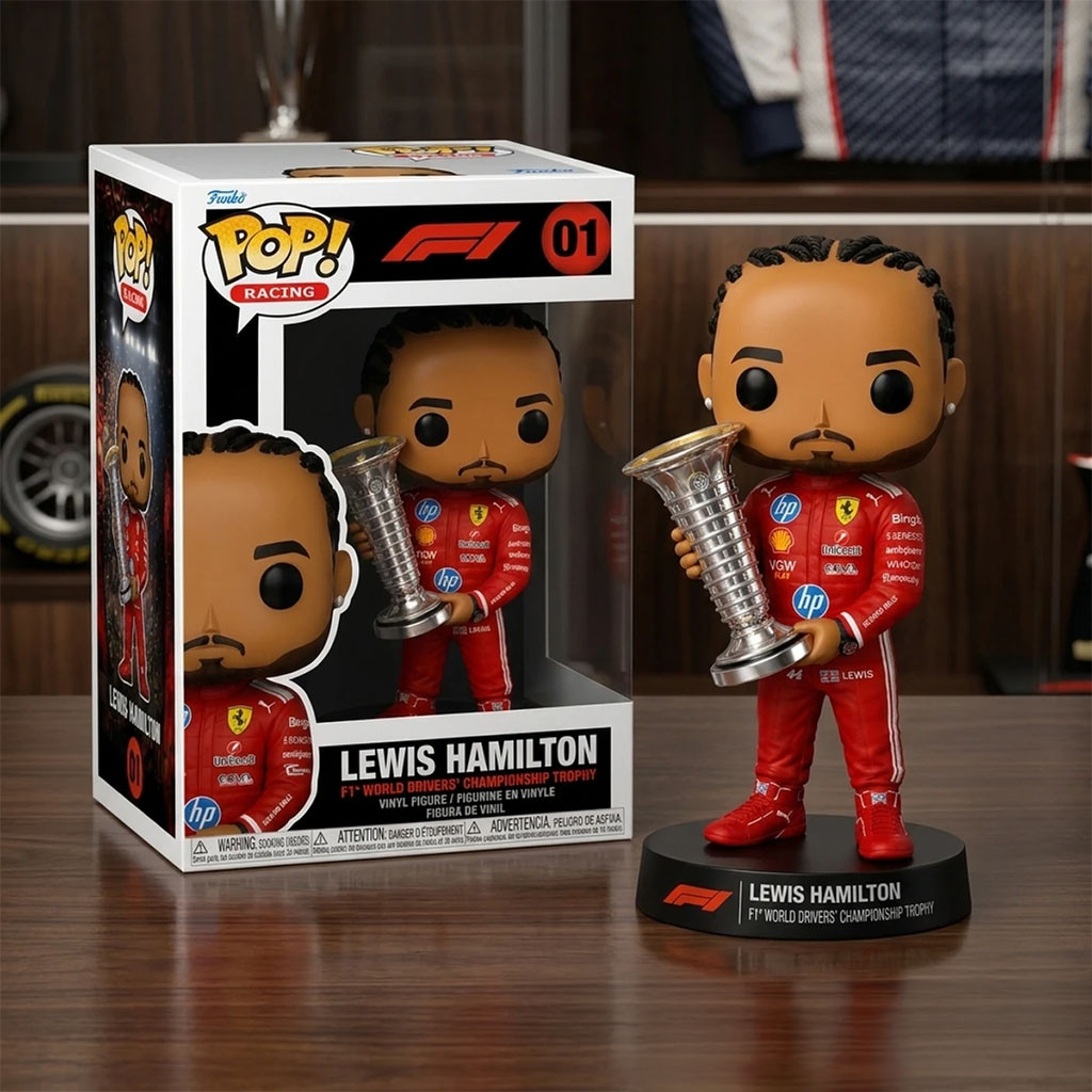 Lewis Hamilton Scuderia Ferrari F1 World Champion Trophy Funko Pop Lewis Hamilton Merch 2026 - Kdjoy
