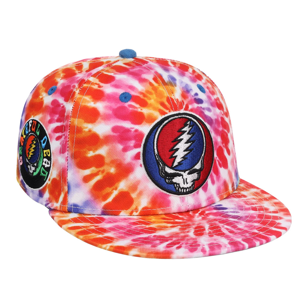 Lids Hat Drop Grateful Dead Collection Merch Tie-Dye Snapback Hat Embroidered Gifts For BFF - Kdjoy