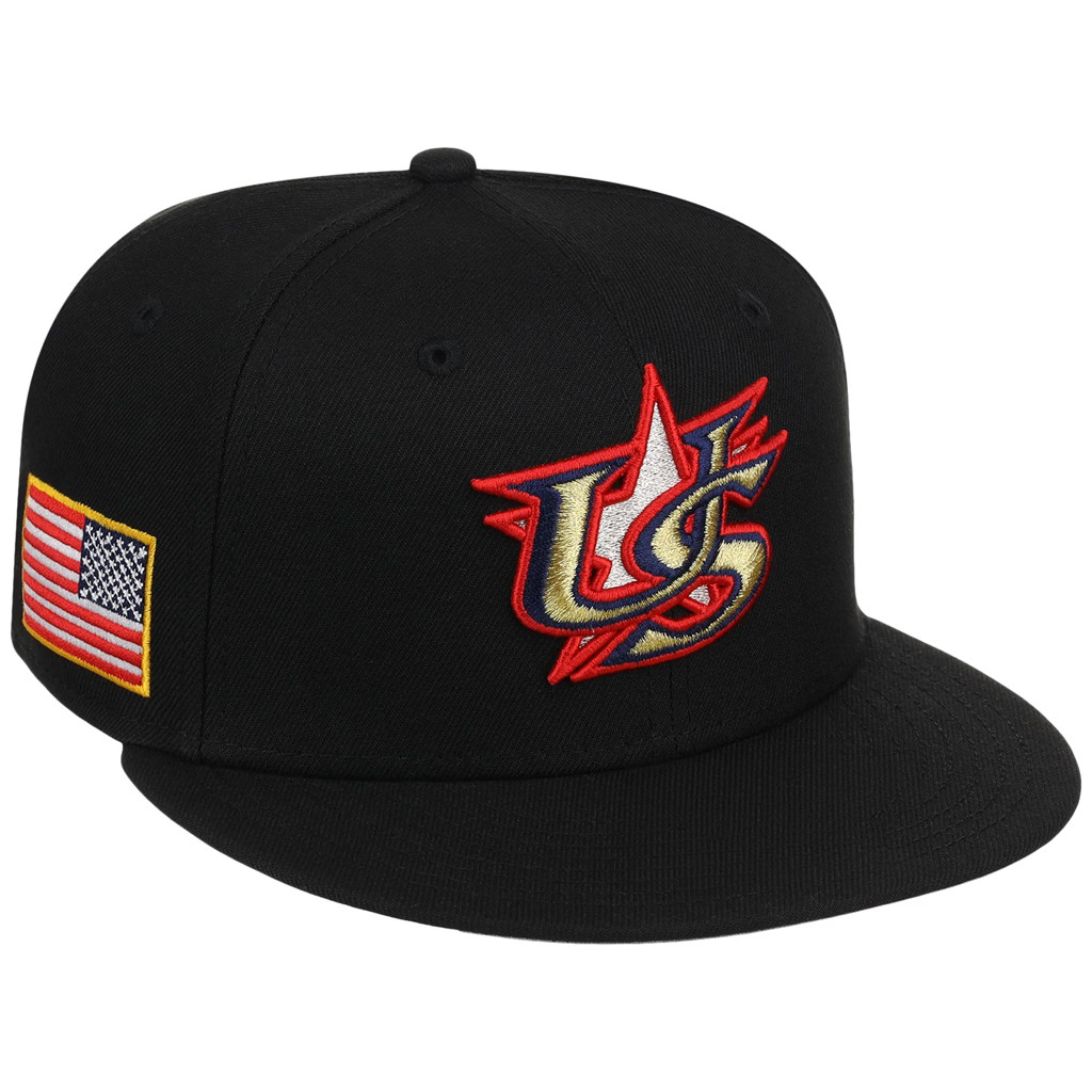 Lids Hat Drop Merch USA World Baseball Classic Touch of Gold Snapback Hat Black Embroidered - Kdjoy