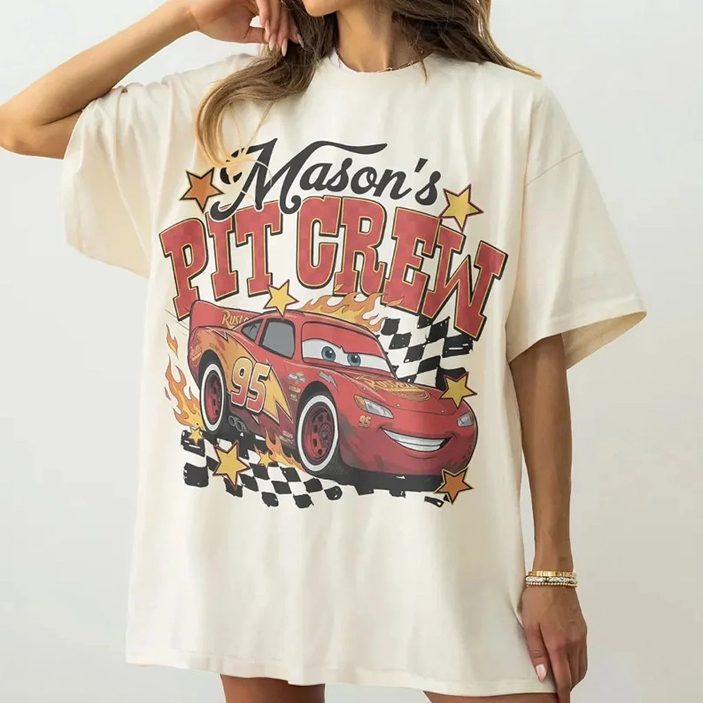  Lightning McQueen Shirt Retro Cars Pit Crew Tee Cars Cartoon Merch BFF Gifts - Kdjoy