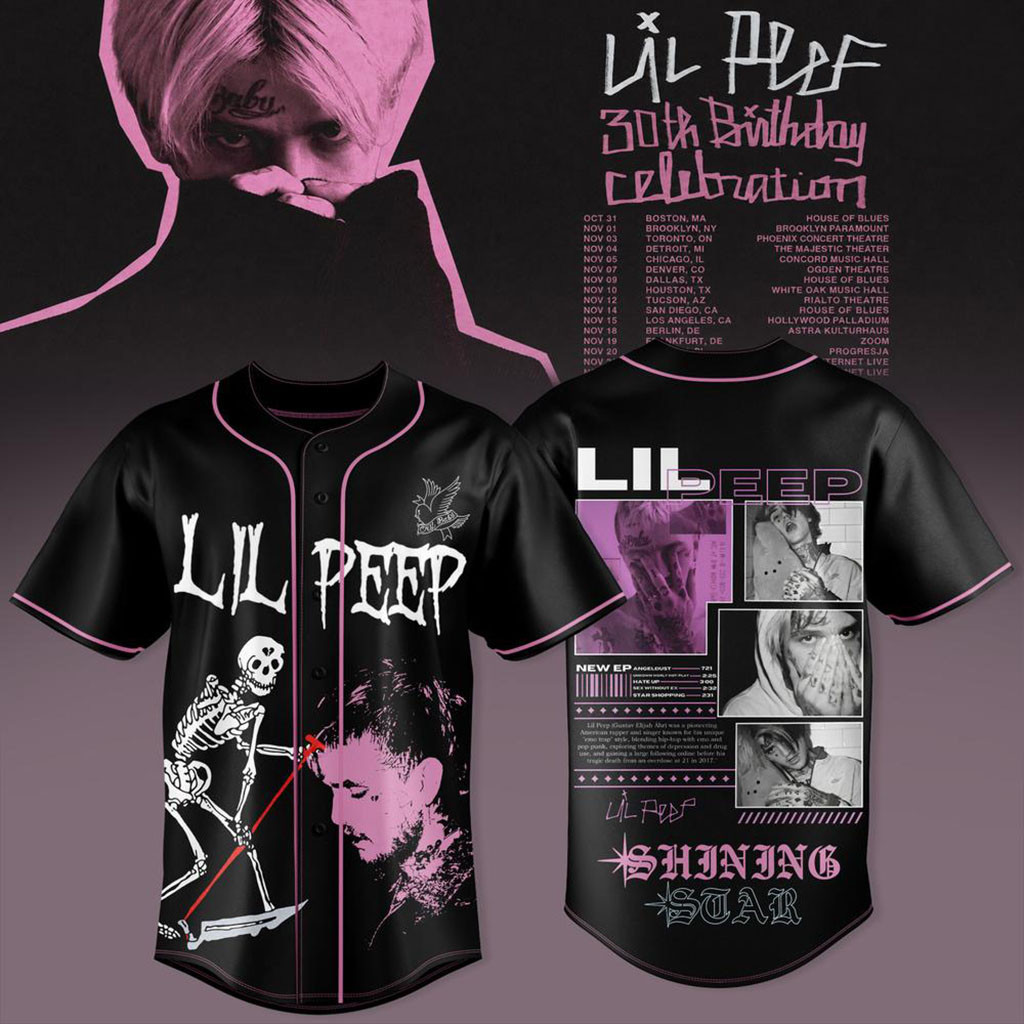 Lil Peep 30th Birthday Celebration 2026 Tour Baseball Jersey Lil Peep Merch Gifts For Fans - Kdjoy