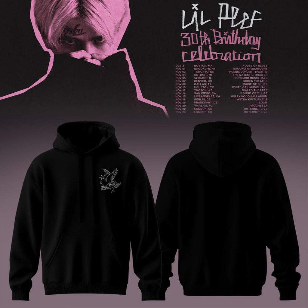 Lil Peep 30th Birthday Celebration 2026 Tour Hoodie Black Lil Peep Merch Gifts For Music Fans - Kdjoy