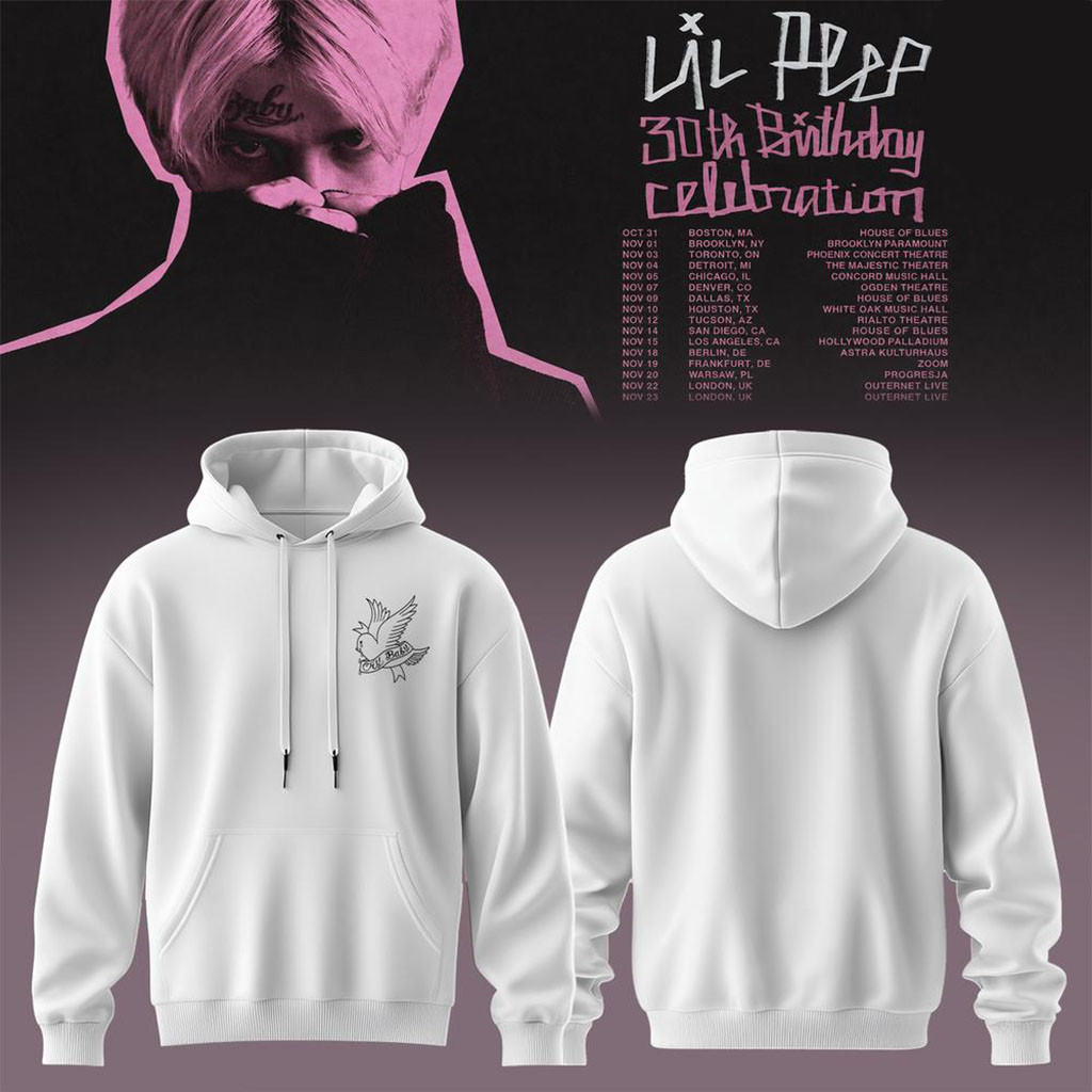 Lil Peep 30th Birthday Celebration 2026 Tour Hoodie White Lil Peep Merch Gifts For Friends - Kdjoy