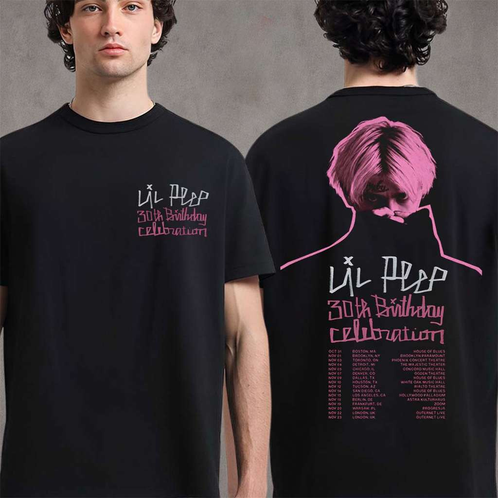 Lil Peep 30th Birthday Celebration 2026 Tour Schedule Dates T-Shirt Lil Peep Merch Fan Gifts - Kdjoy Lil Peep 30th Birthday Celebration 2026 Tour Schedule Dates T-Shirt Lil Peep Merch Fan Gifts - Kdjoy