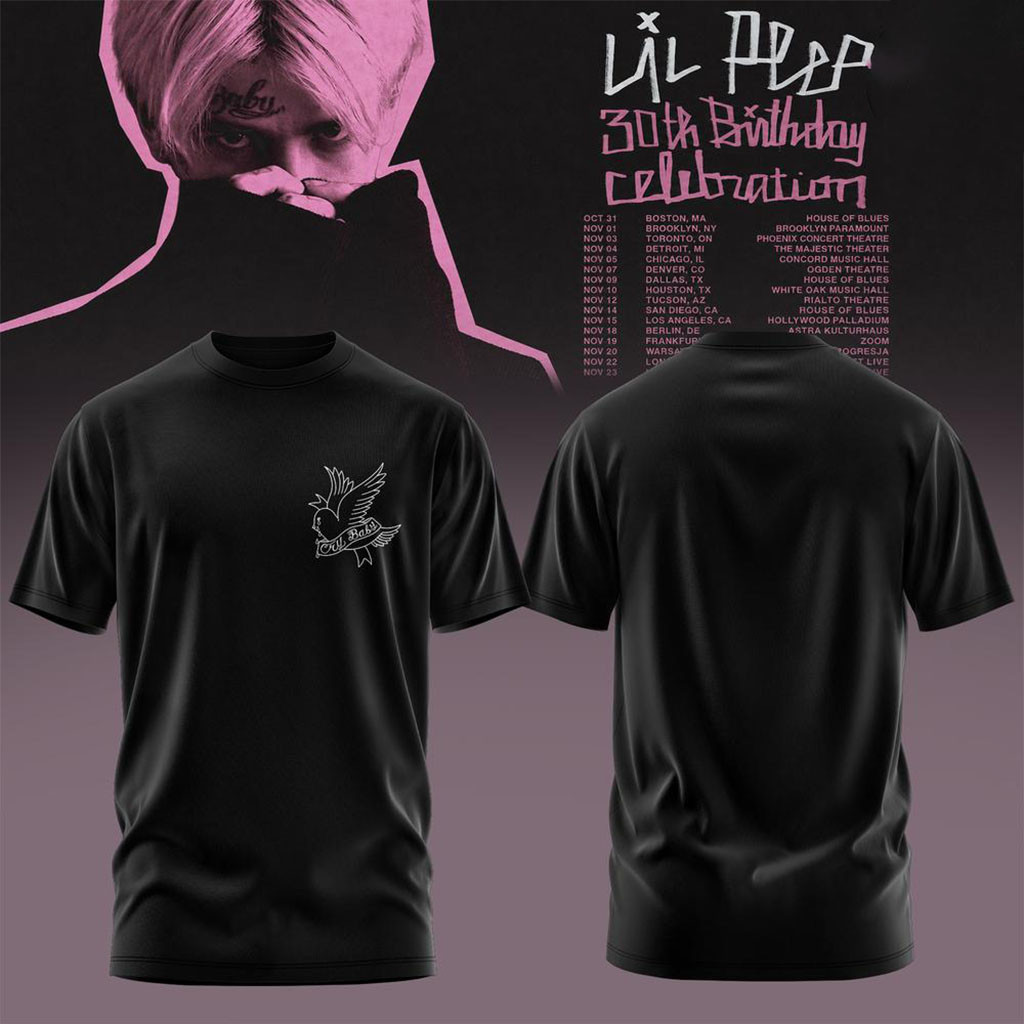 Lil Peep 30th Birthday Celebration 2026 Tour Shirt Black Lil Peep Merch Gifts For Music Fans - Kdjoy