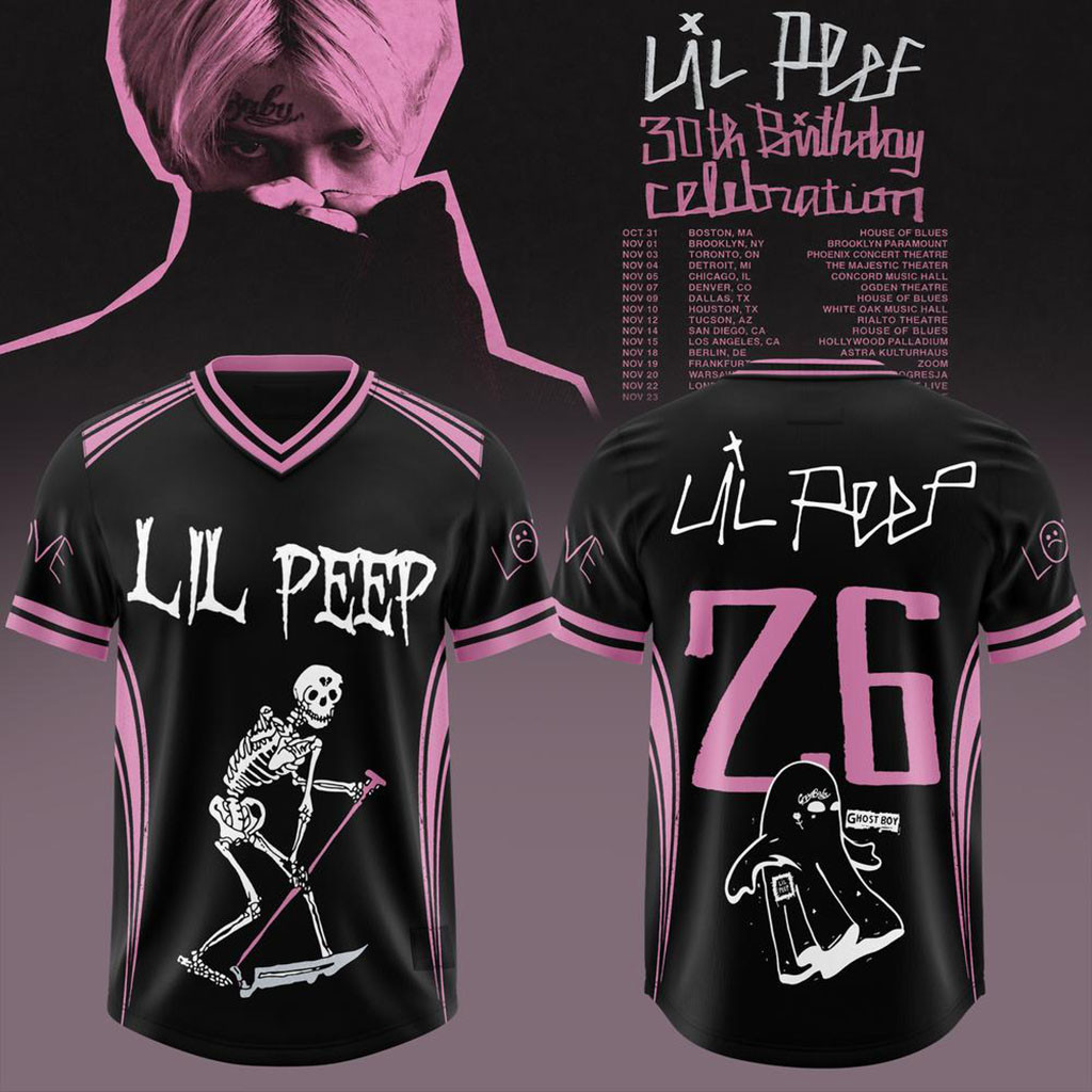 Lil Peep 30th Birthday Celebration 2026 Tour V-Neck Jersey Lil Peep Merch Gifts For BFF - Kdjoy Lil Peep 30th Birthday Celebration 2026 Tour V-Neck Jersey Lil Peep Merch Gifts For BFF - Kdjoy