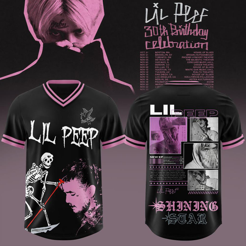 Lil Peep 30th Birthday Celebration 2026 Tour V-Neck Jersey Lil Peep Merch Gifts For Rapper Fans - Kdjoy Lil Peep 30th Birthday Celebration 2026 Tour V-Neck Jersey Lil Peep Merch Gifts For Rapper Fans - Kdjoy