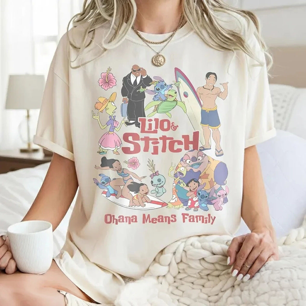 Lilo And Stitch Ohana Means Family T-Shirt Lilo And Stitch Merch Cute Stitch Gifts For Sister - Kdjoy