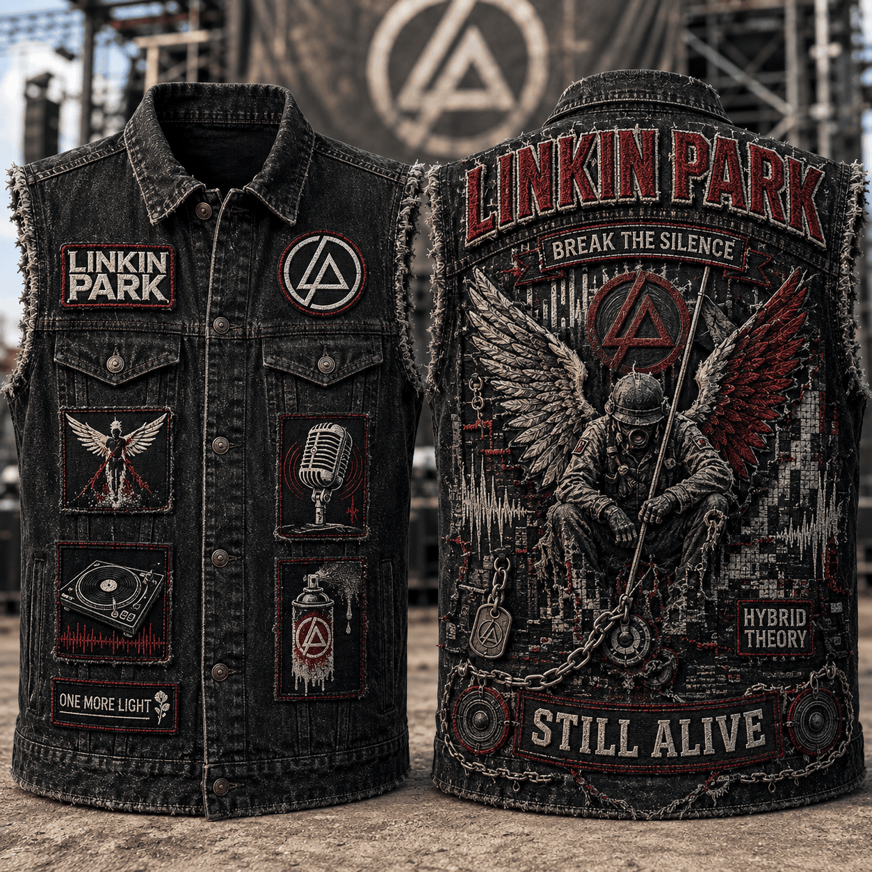 Linkin Park Break The Silence Still Alive Denim Vest Linkin Park Merch Present For Band Fans - Kdjoy