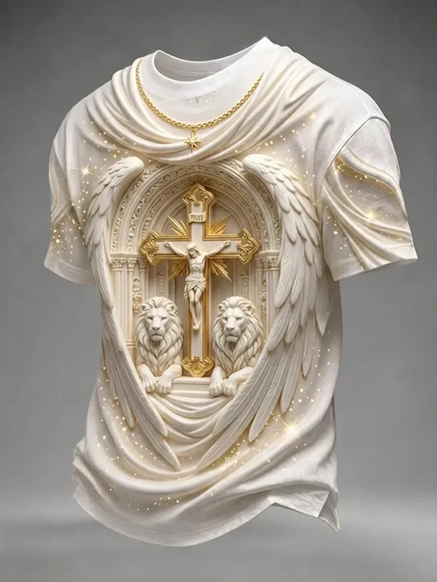 Lion Cross Angel Wings T-Shirt Christian Faith Shirt Gifts For Husband Who Has Everything - Kdjoy