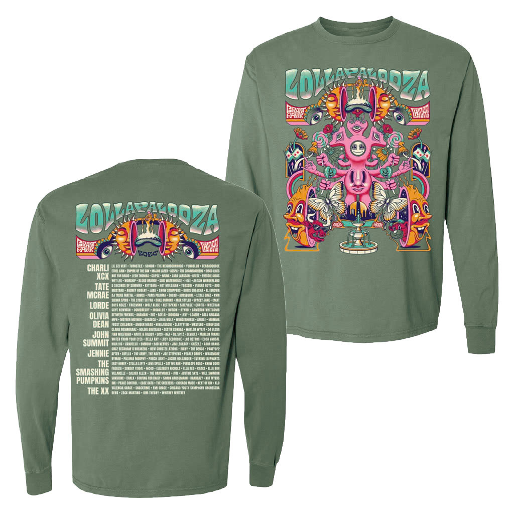 Lollapalooza Merch 2026 Poster Lineup Long Sleeve Shirt Music Concert Outfits Fan Gifts - Kdjoy