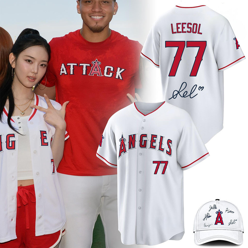 Los Angeles Angels KiiiKiii #77 Leesol Signed Baseball Jersey 2026 KiiiKiii Tour Merch Fan Gift - Kdjoy