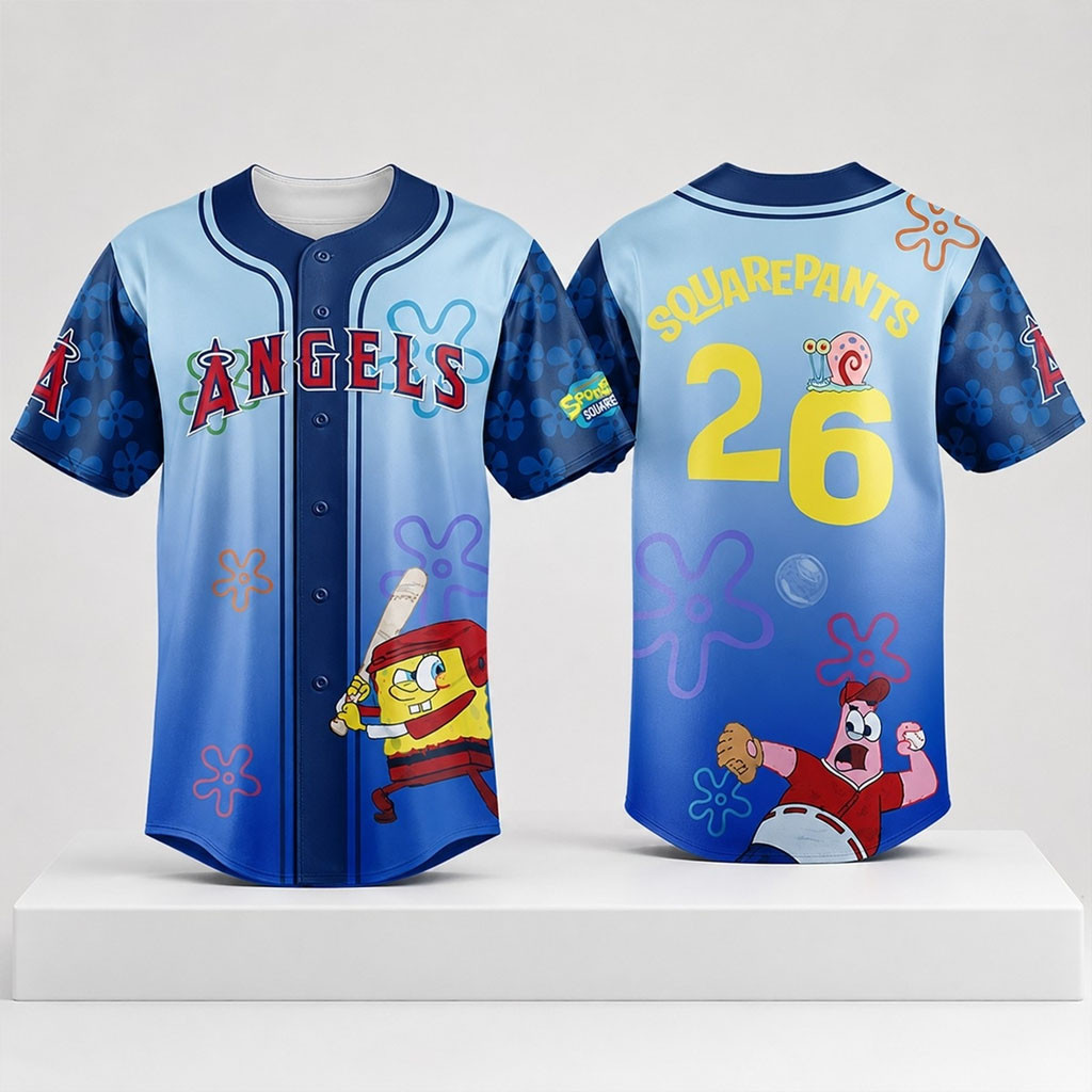 Los Angeles Angels X SpongeBob SquarePants Baseball Jersey 2026 LA Angels Merch Fan Gifts - Kdjoy Los Angeles Angels X SpongeBob SquarePants Baseball Jersey 2026 LA Angels Merch Fan Gifts - Kdjoy
