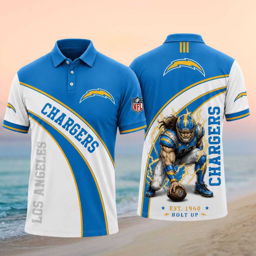 Los Angeles Chargers Football Club Mascot Vector Polo Shirt LA Chargers Merch Gift For Fans - Kdjoy