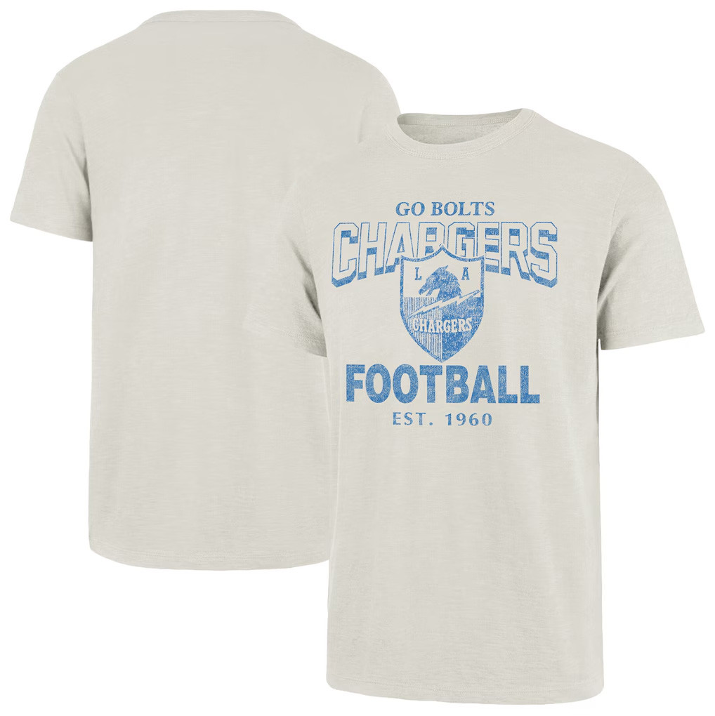 Los Angeles Chargers Merch 2026 LA Chargers '47 Head On Scrum Slub T-Shirt Football Fan Gifts - Kdjoy