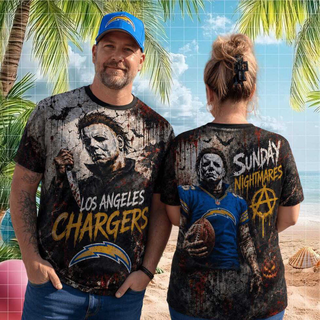 Los Angeles Chargers Michael Myers Sunday Nightmares Horror Shirt LA Chargers Merch - Kdjoy Los Angeles Chargers Michael Myers Sunday Nightmares Horror Shirt LA Chargers Merch - Kdjoy
