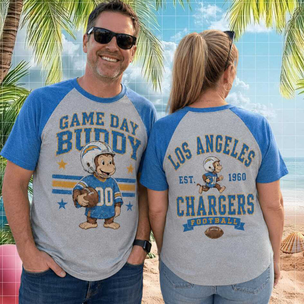 Los Angeles Chargers Monkey Mascot Game Day Buddy T-Shirt LA Chargers Merch Fan Gifts - Kdjoy