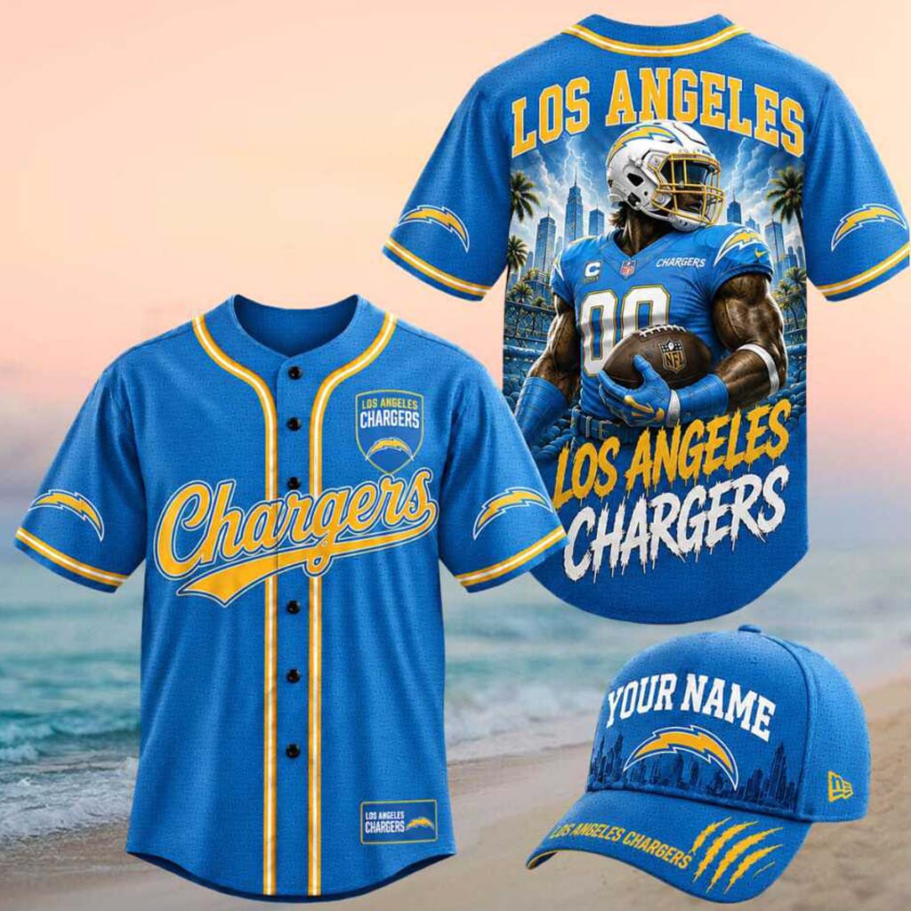 Los Angeles Chargers Muscle Player Graphic Baseball Jersey Chargers Merch Gifts For Fans Los Angeles Chargers Muscle Player Graphic Baseball Jersey Chargers Merch Gifts For Fans