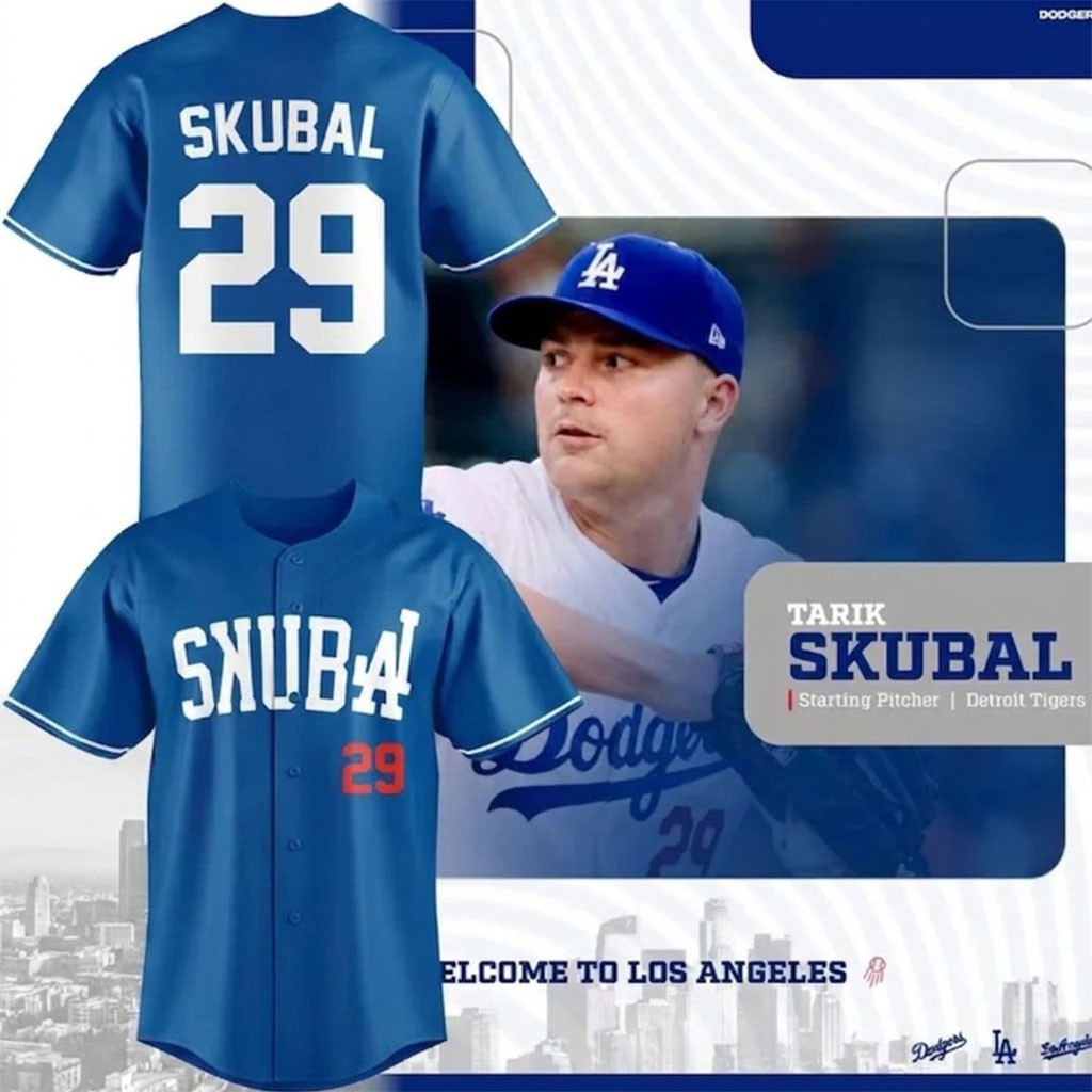 Los Angeles Dodgers #29 Tarik Skubal Logo Special Baseball Jersey LA Dodgers Merch Fan Gifts - Kdjoy