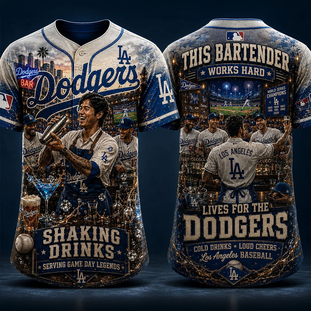 Los Angeles Dodgers Bartender Shaking Drinks Jersey LA Dodgers Merch Game Day Gifts - Kdjoy