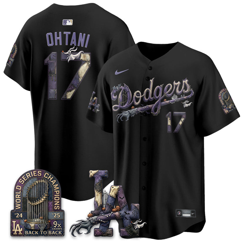 Los Angeles Dodgers Nightmare Halloween Baseball Jersey #17 Ohtani Jersey LA Dodgers Merch - Kdjoy