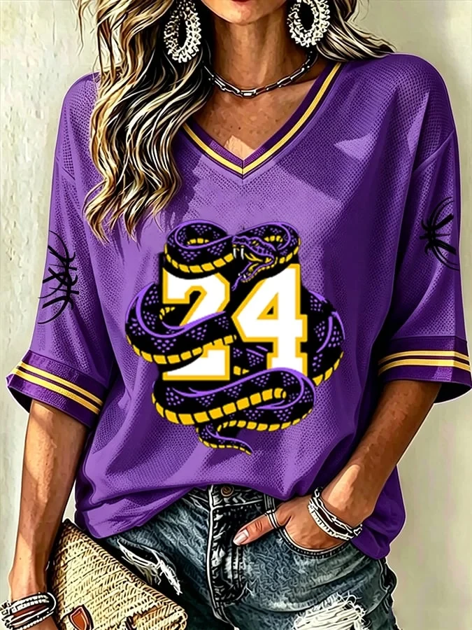 Los Angeles Lakers Kobe Bryant #24 Basketball Crop Sleeve V-Neck T-Shirt LA Lakers Merch - Kdjoy Los Angeles Lakers Kobe Bryant #24 Basketball Crop Sleeve V-Neck T-Shirt LA Lakers Merch - Kdjoy