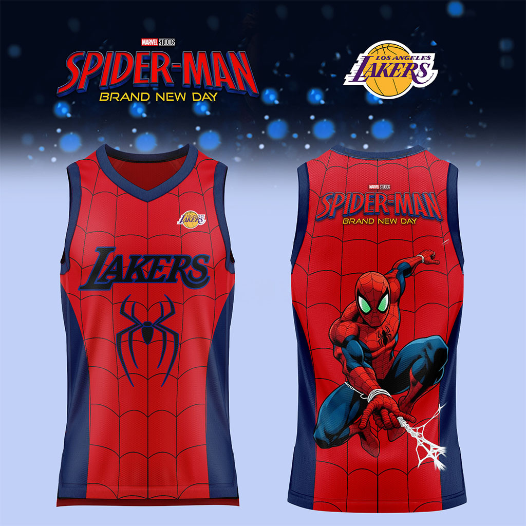 Los Angeles Lakers X Spider-Man Brand New Day 2026 Jersey LA Lakers Merch Gift For Fans - Kdjoy