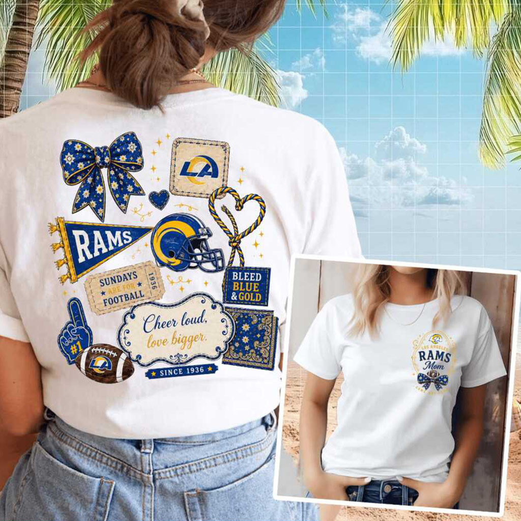 Los Angeles Rams Football Mom Game Day Bow Shirt LA Rams Merch Gift For Football Fans - Kdjoy