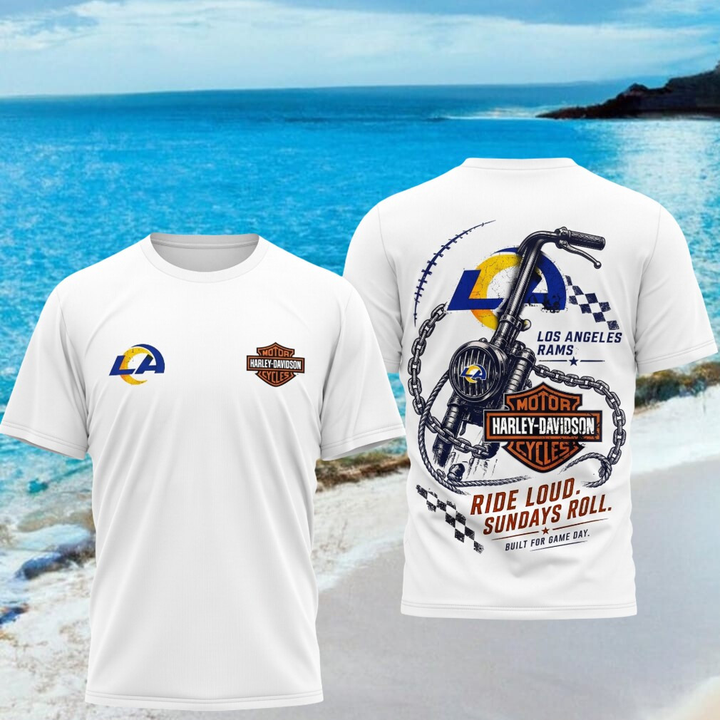 Los Angeles Rams Motorcycle Ride Loud Sundays Roll Biker Shirt LA Rams Merch Football Fan Gifts - Kdjoy