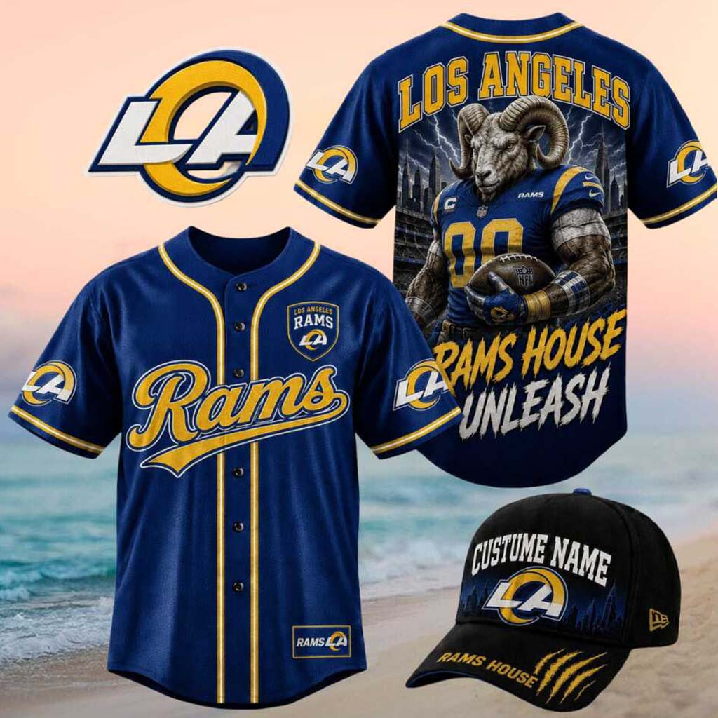 Los Angeles Rams Muscle Ram Mascot Unleash Baseball Jersey Rams Merch Gifts For Him