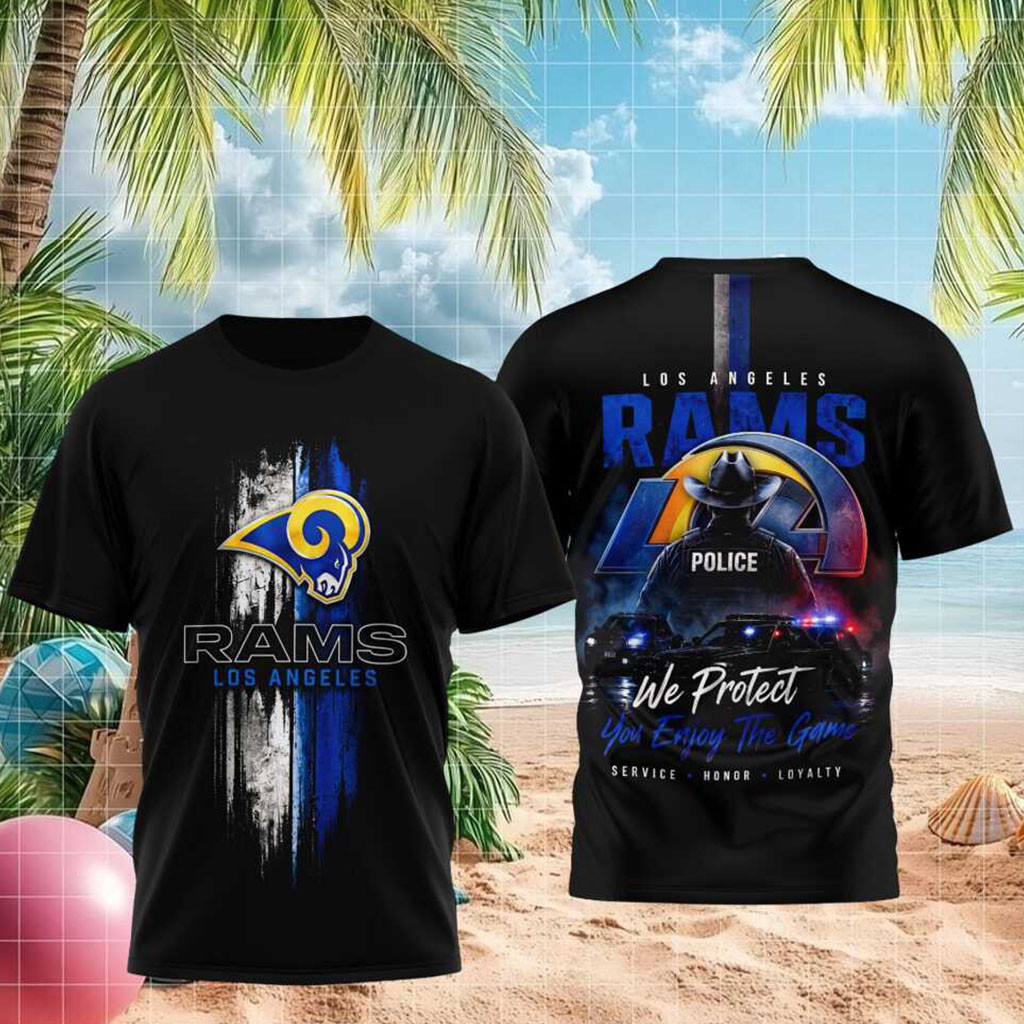 Los Angeles Rams Police Officer Thin Blue Line Football Shirt LA Rams Merch Game Day Apparel - Kdjoy