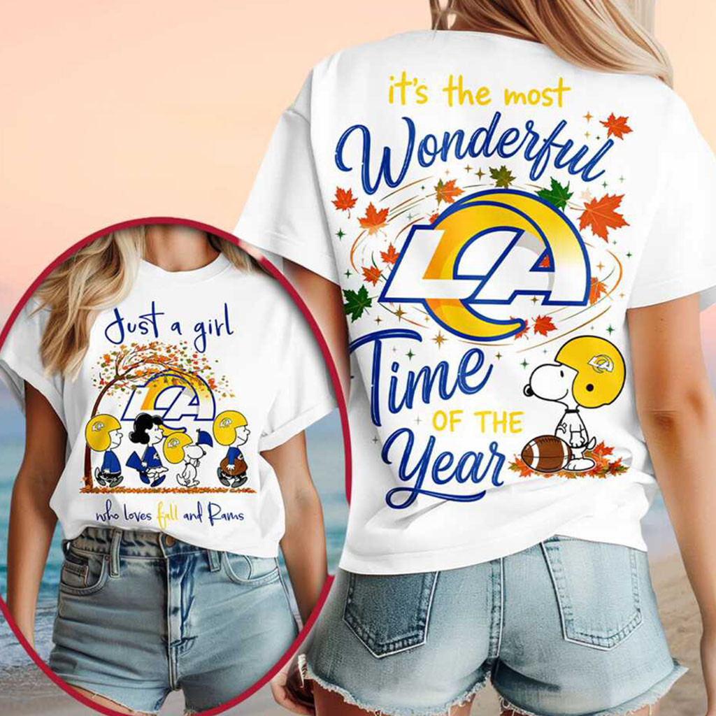 Los Angeles Rams Snoopy Fall Leaves Wonderful Shirt LA Rams Merch Present For Football Fans - Kdjoy Los Angeles Rams Snoopy Fall Leaves Wonderful Shirt LA Rams Merch Present For Football Fans - Kdjoy