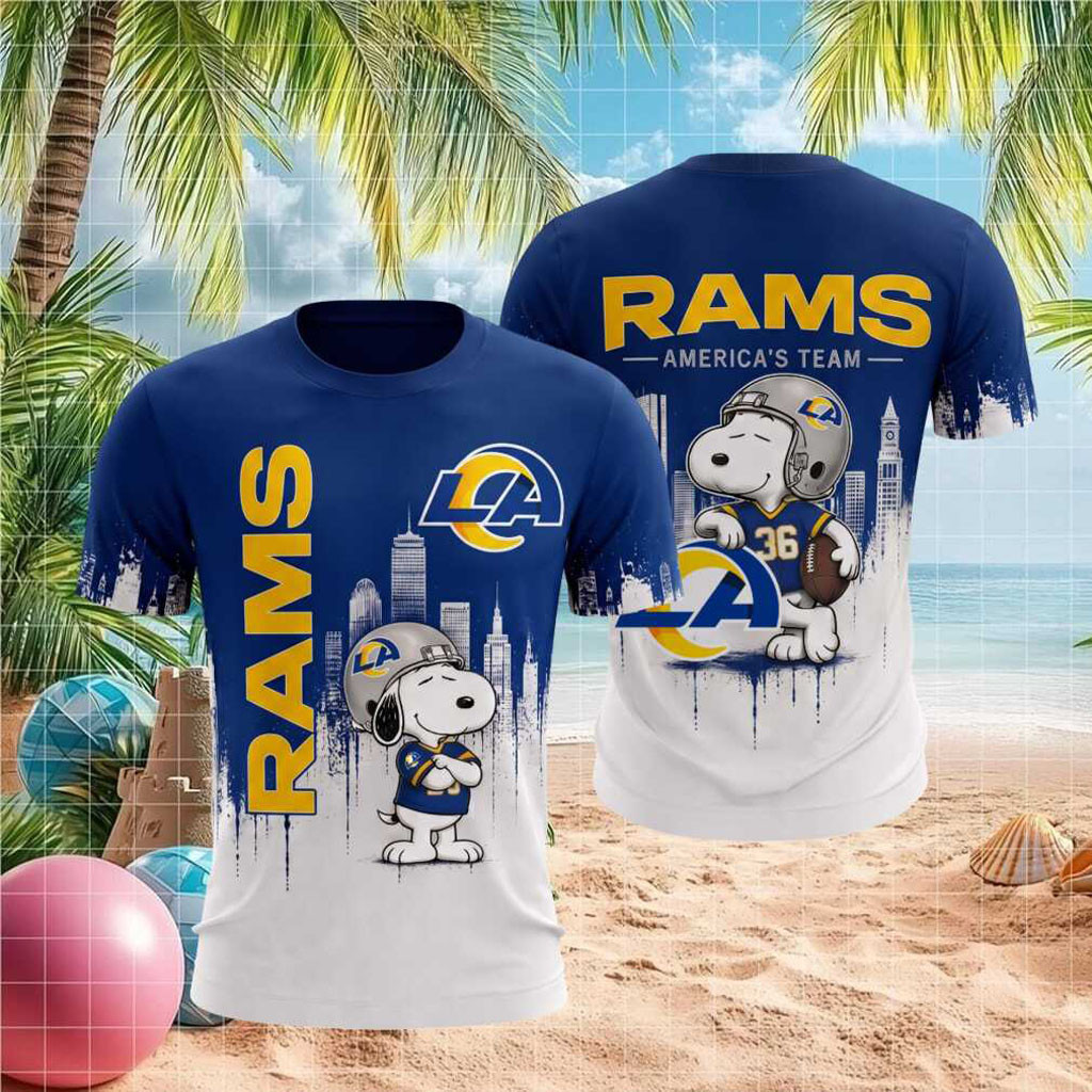 Los Angeles Rams Snoopy Football Shirt America's Team LA Rams Merch Best Gift For Football Fans - Kdjoy Los Angeles Rams Snoopy Football Shirt America's Team LA Rams Merch Best Gift For Football Fans - Kdjoy