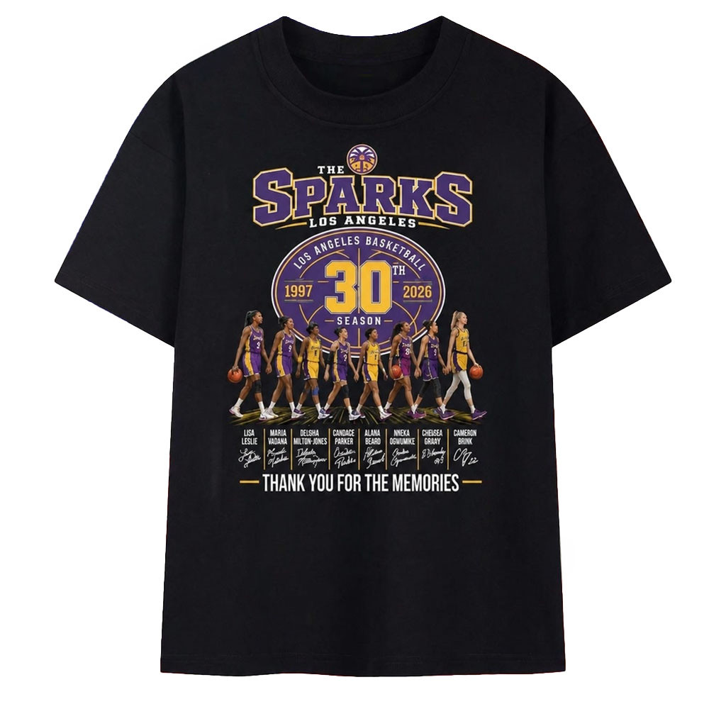 Los Angeles Sparks 30th Season 1997 2026 Signatures T-Shirt Sparks Merch Gifts For Fans - Kdjoy Los Angeles Sparks 30th Season 1997 2026 Signatures T-Shirt Sparks Merch Gifts For Fans - Kdjoy