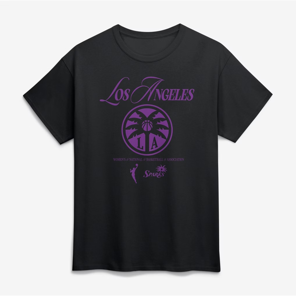 Los Angeles Sparks Merch 2026 Sparks Logo Athletic In Motion T-Shirt Black Basketball Fan Gear - Kdjoy