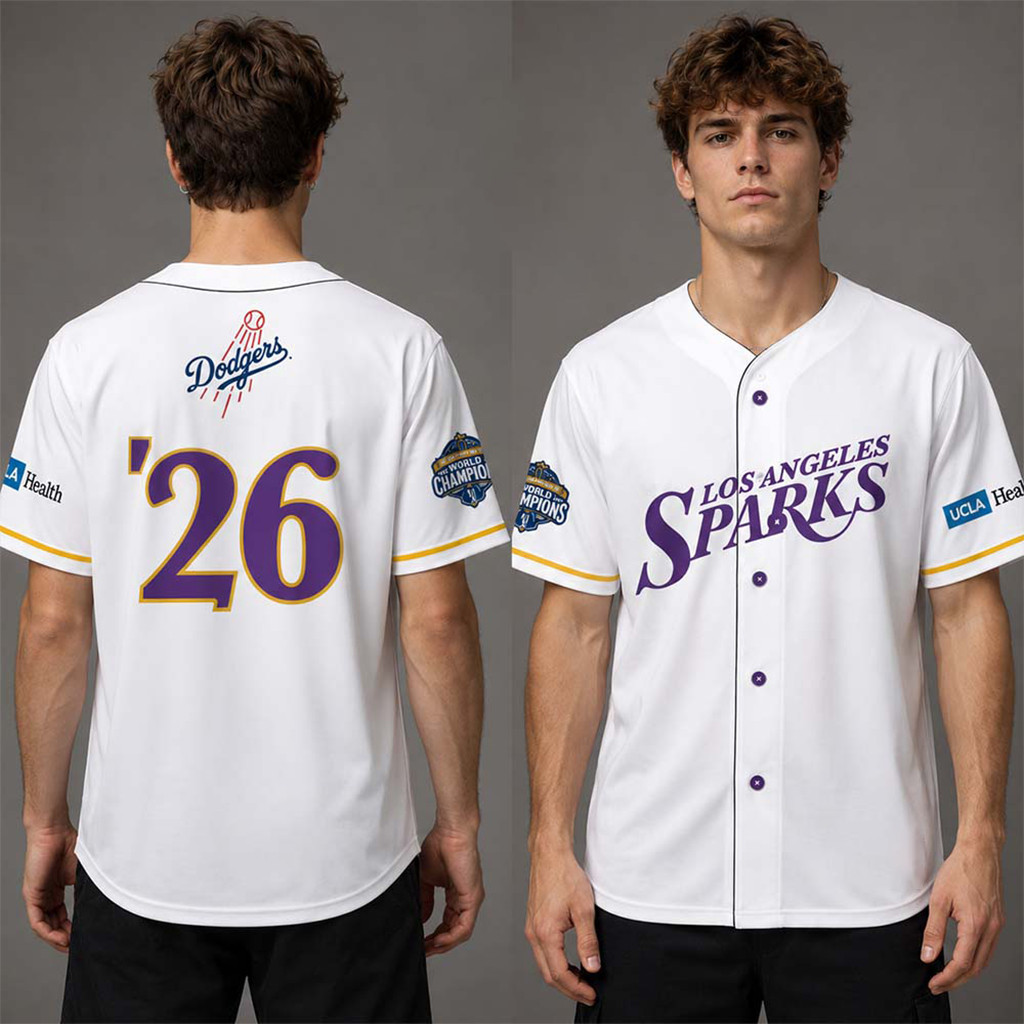 Los Angeles Sparks X Los Angeles Dodgers Dodgers Night Cobranded Baseball Jersey Fans Gear - Kdjoy