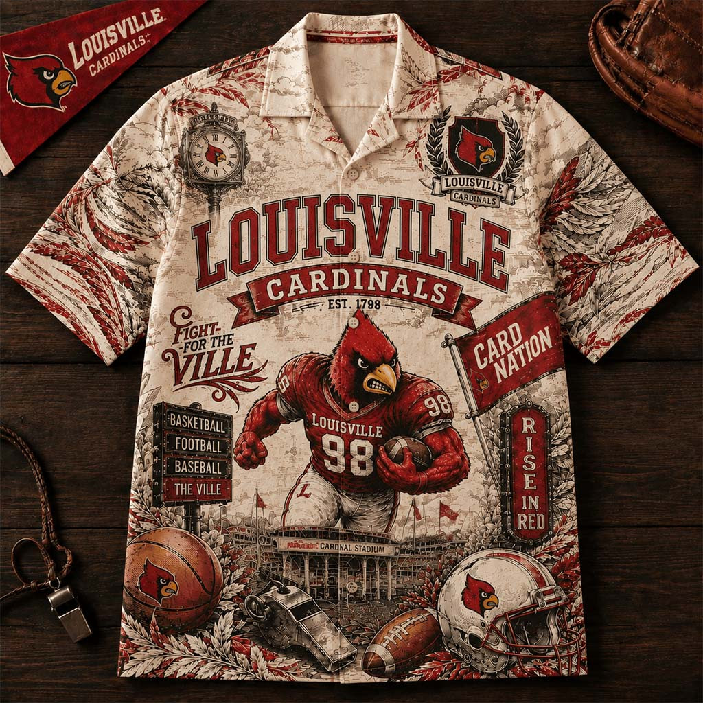 Louisville Cardinals Fight For The Ville Hawaiian Shirt Louisville Cardinals Merch Fan Gifts - Kdjoy